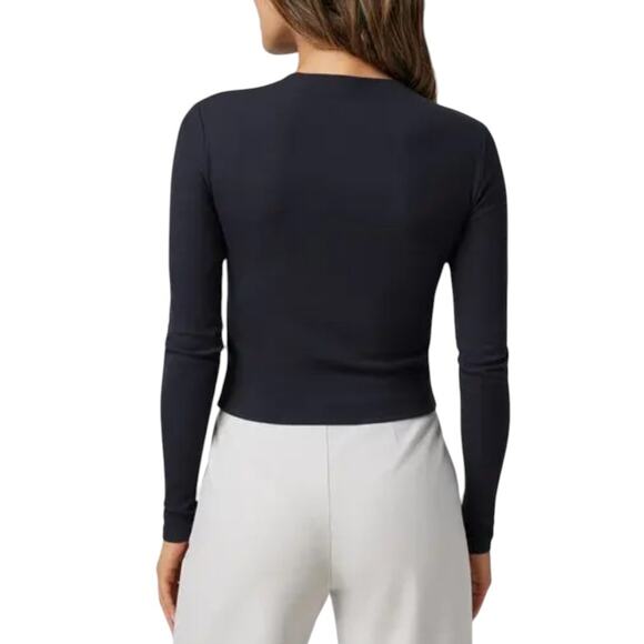 Vuori Black Ribbed Long Sleeve Pose Corset Crop Top - Picture 2 of 10